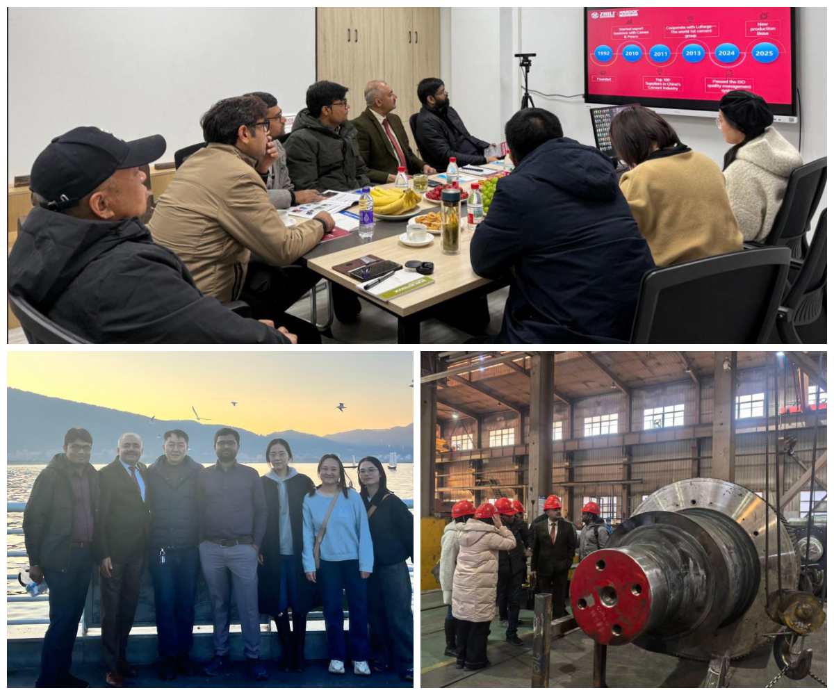 Delegación de una planta de cemento india visita una planta de fabricación de equipos para un intercambio exhaustivo